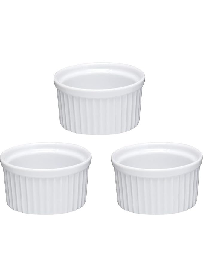 Set Porcelain White Oven Safe Bowls - Dish and Custard Cups for Baking And Dessert - Set of 3 - Image 1